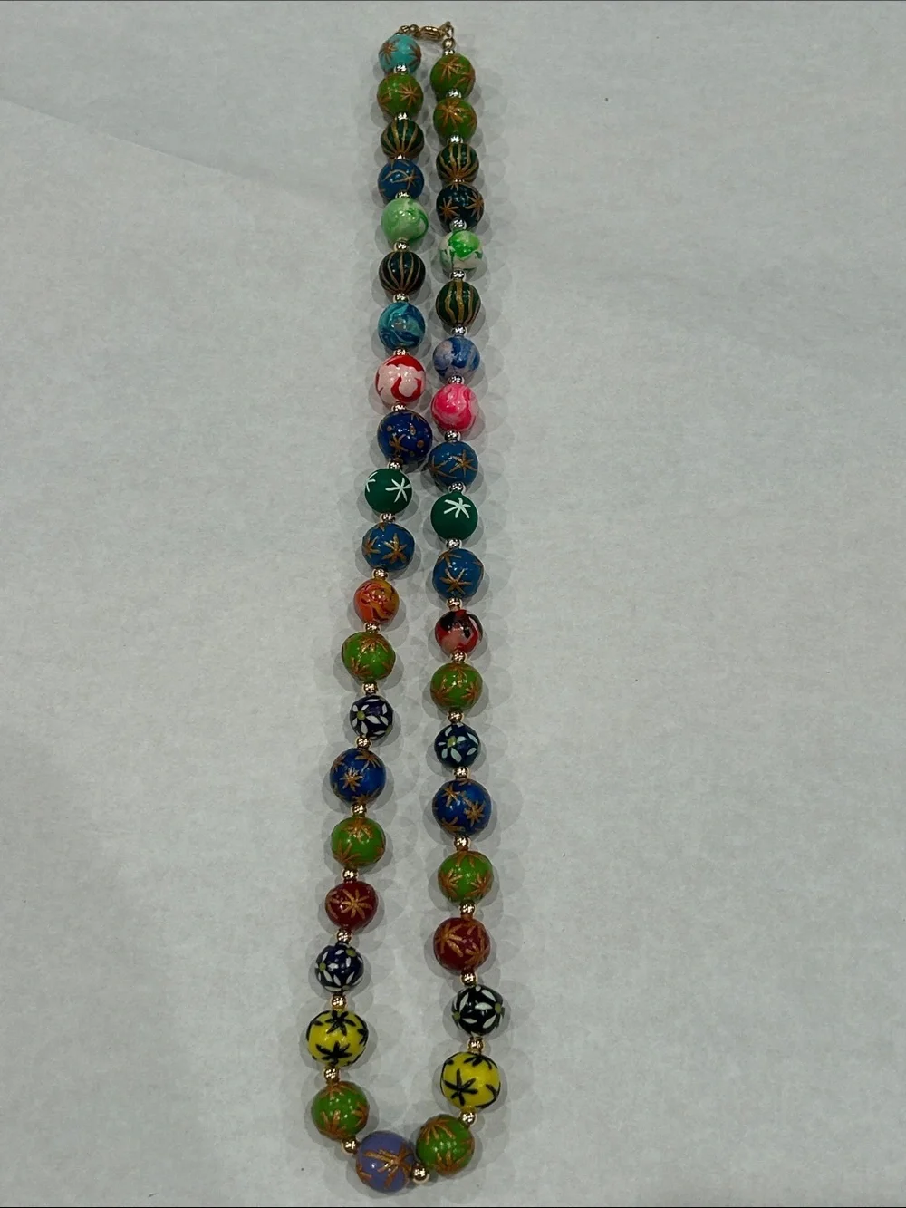 Vintage Multicolor Floral neon glow in the dark 80s party Bead boho 22” Necklace